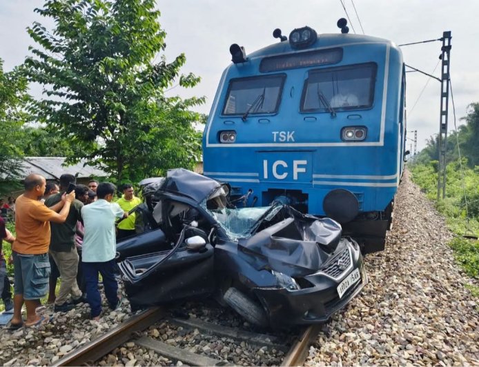 ​Horrific Train-Car Collision in Jonai Leaves One Dead, Another Critically Injured