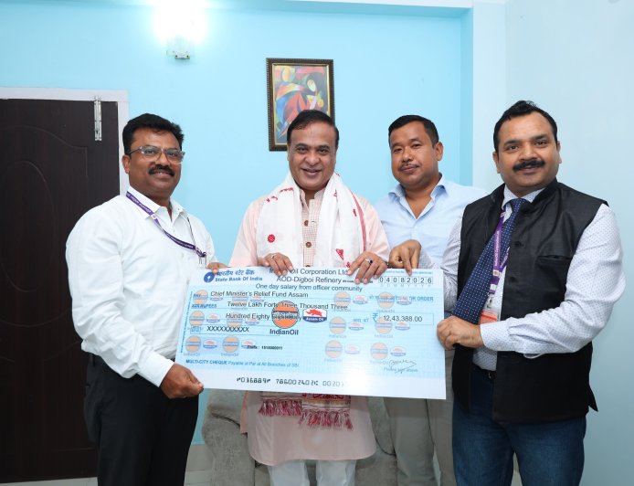 IndianOil’s Digboi Refinery Donates ₹12.43 Lakh to Assam Chief Minister’s Relief Fund